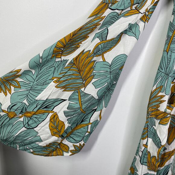 Palm Tree Tropical Print Open Front Cardigan Long Duster One Size Boho Hippie - Picture 3 of 7